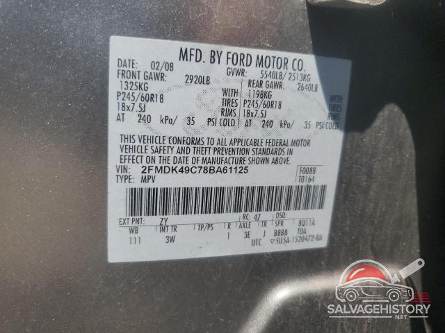 2FMDK49C78BA61125 2008 FORD EDGE photo no. 13