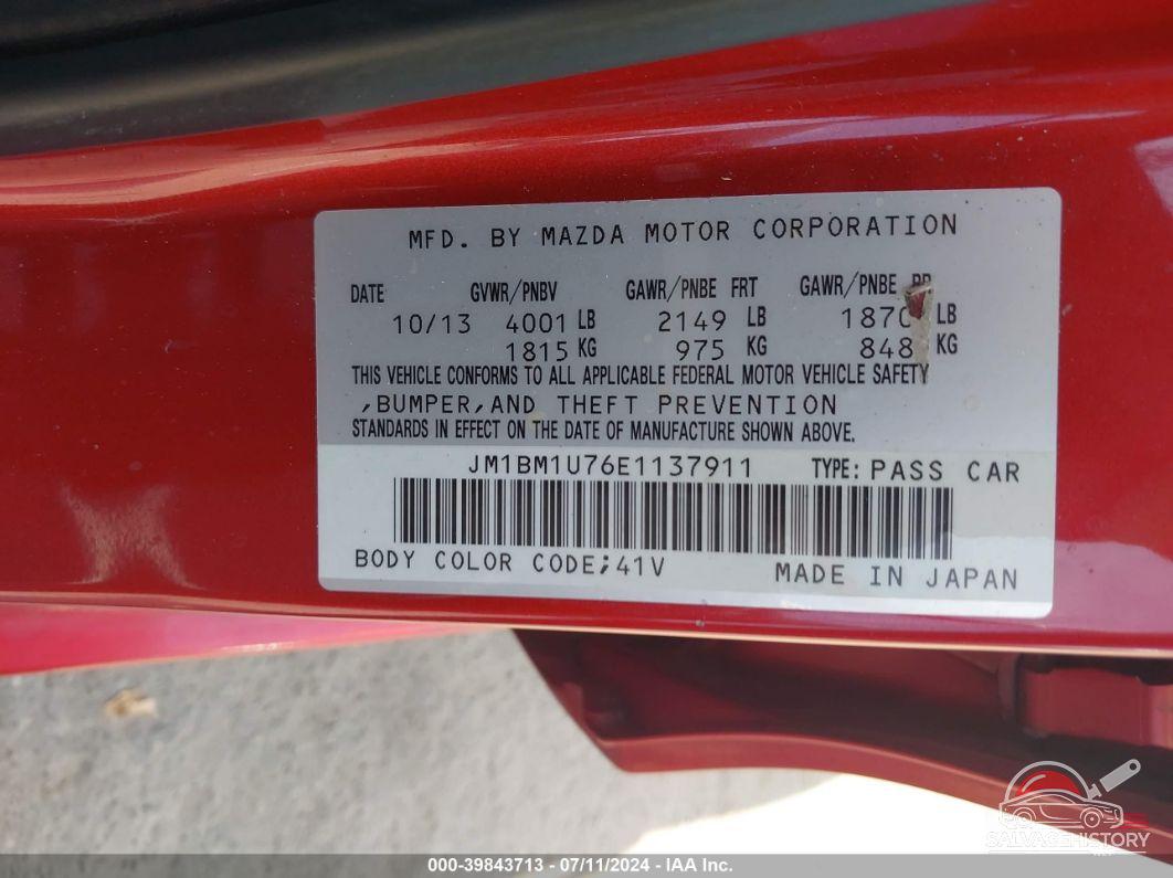 JM1BM1U76E1137911 2014 MAZDA 3 photo no. 9