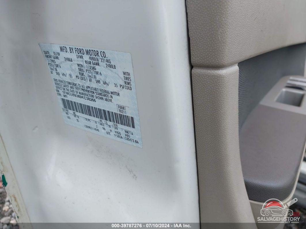 1FMCU59389KC38266 2009 FORD ESCAPE HYBRID photo no. 9