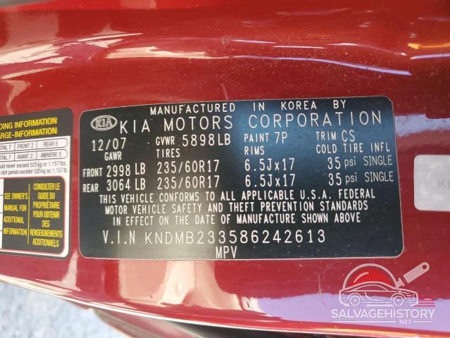 KNDMB233586242613 2008 KIA All Models photo no. 13