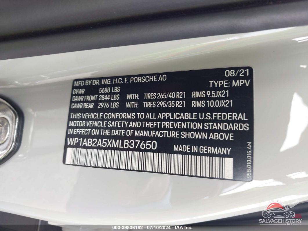 WP1AB2A5XMLB37650 2021 PORSCHE MACAN photo no. 9