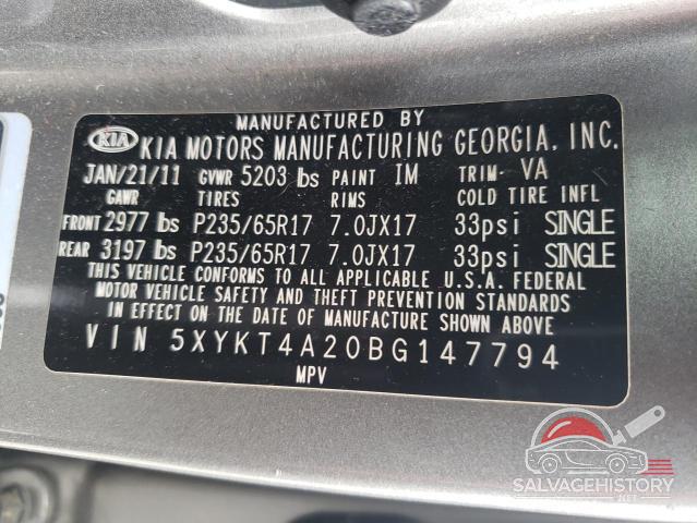 5XYKT4A20BG147794 2011 KIA SORENTO photo no. 13