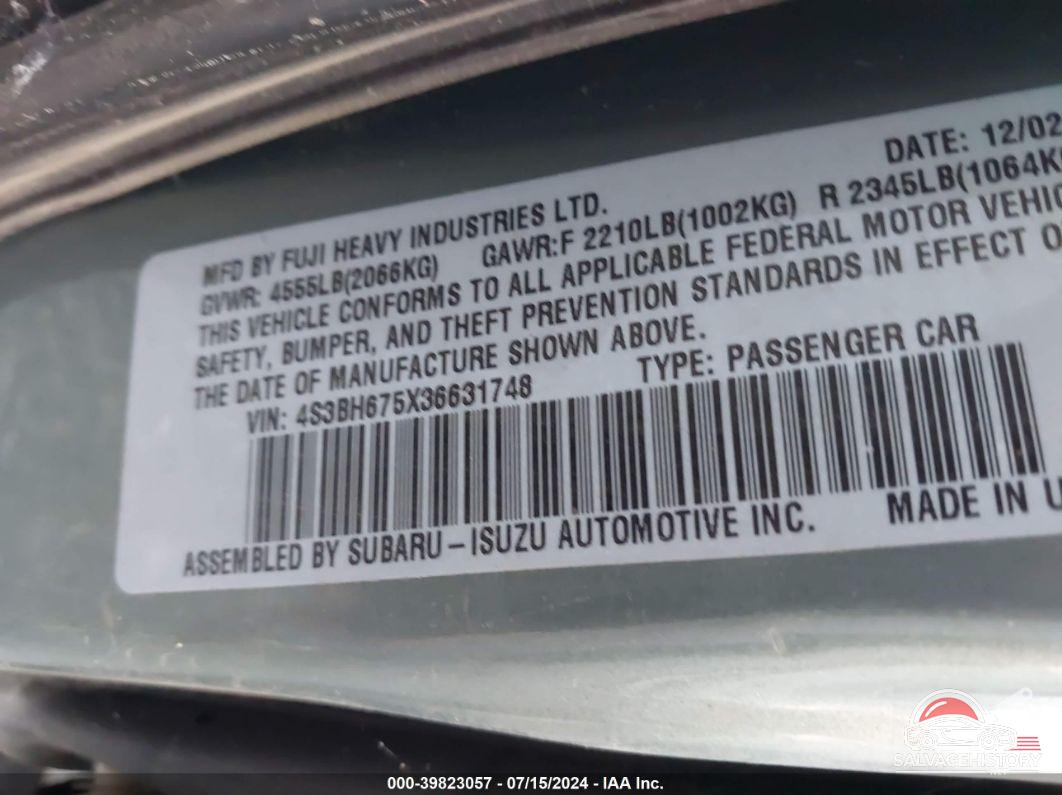 4S3BH675X36631748 2003 SUBARU OUTBACK photo no. 9