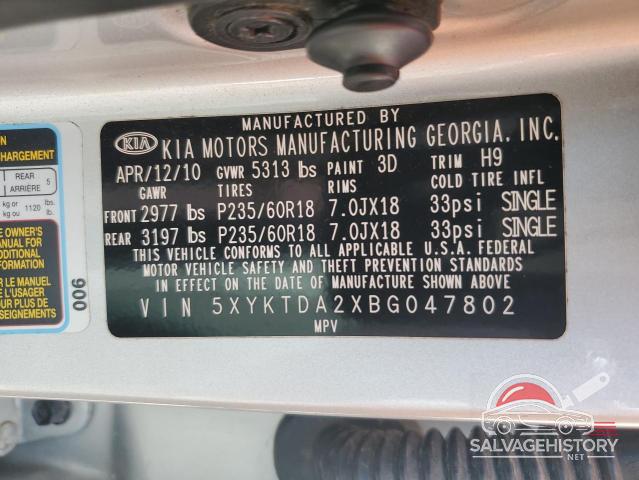 5XYKTDA2XBG047802 2011 KIA SORENTO photo no. 13
