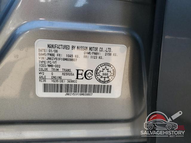 JNKCV51F16M609807 2006 INFINITI G35 photo no. 12