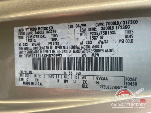 1FMRE11L6XHB70992 1999 FORD ALL Models photo no. 10