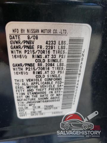 JN8AS5MT6AW006548 2010 NISSAN ROGUE photo no. 13