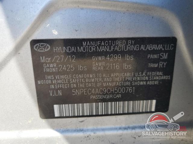 5NPEC4AC9CH500761 2012 HYUNDAI SONATA photo no. 13