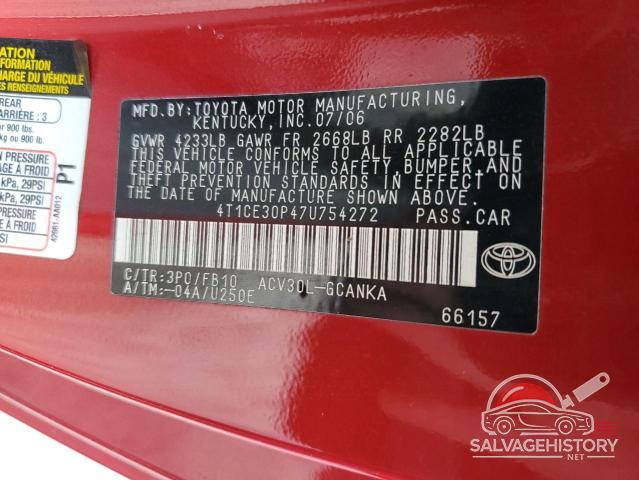 4T1CE30P47U754272 2007 TOYOTA CAMRY SOLA photo no. 12