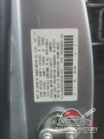 JH4CU2F6XCC017527 2012 ACURA TSX photo no. 12