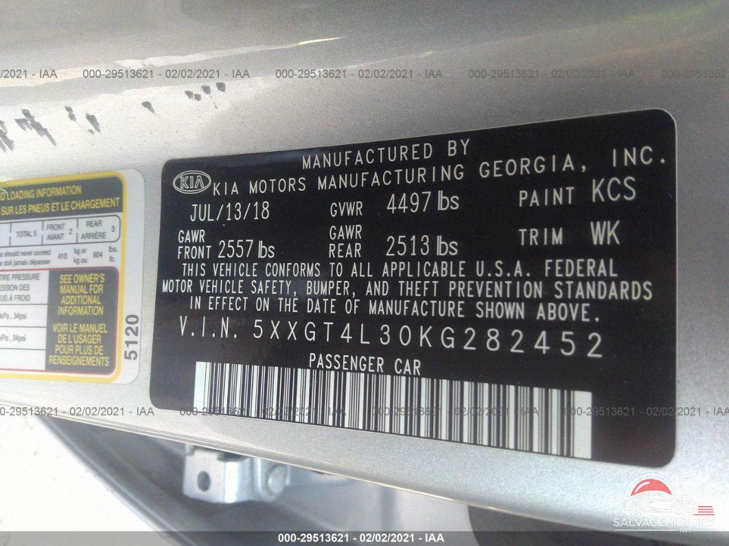 5XXGT4L30KG282452 2019 KIA OPTIMA photo no. 9