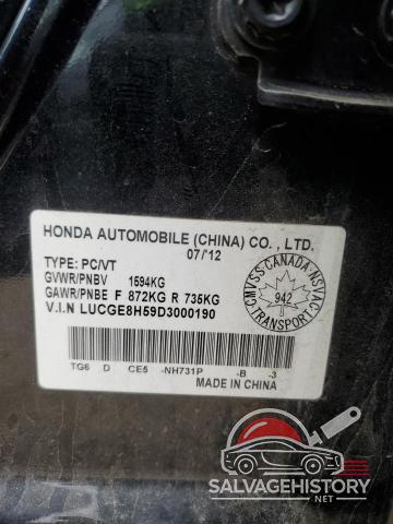 LUCGE8H59D3000190 2013 HONDA FIT photo no. 13