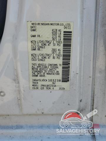 1N6AF0LX9CN103238 2012 NISSAN NV photo no. 13