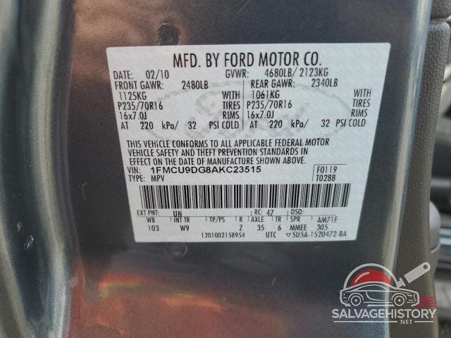 1FMCU9DG8AKC23515 2010 FORD ESCAPE photo no. 13