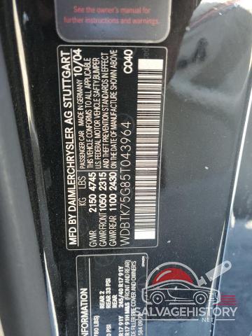 WDBTK75G85T043964 2005 MERCEDES-BENZ CLK-CLASS photo no. 13