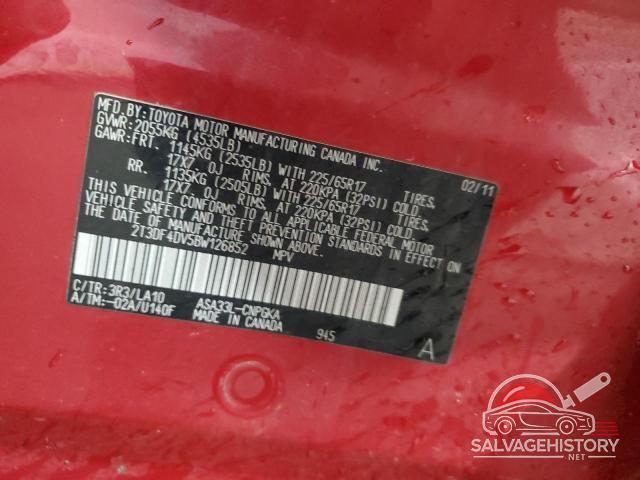 2T3DF4DV5BW126852 2011 TOYOTA RAV4 photo no. 13