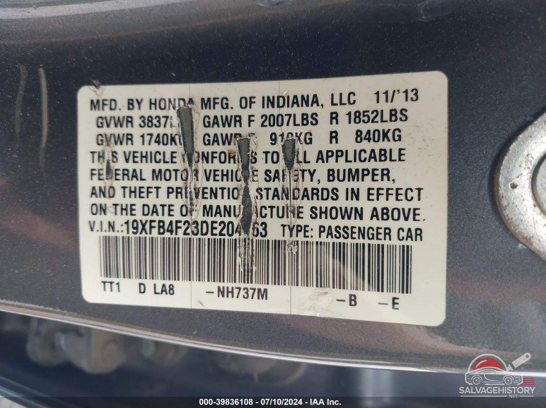 19XFB4F23DE204163 2013 HONDA CIVIC HYBRID photo no. 9