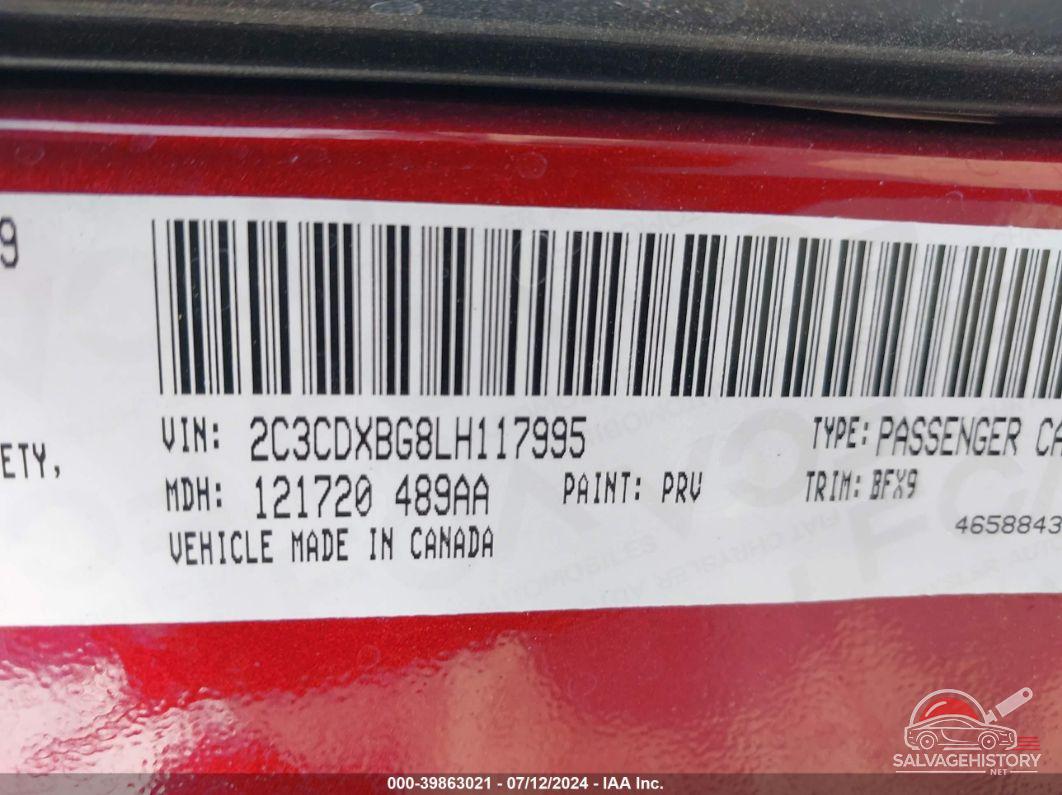 2C3CDXBG8LH117995 2020 DODGE CHARGER photo no. 9