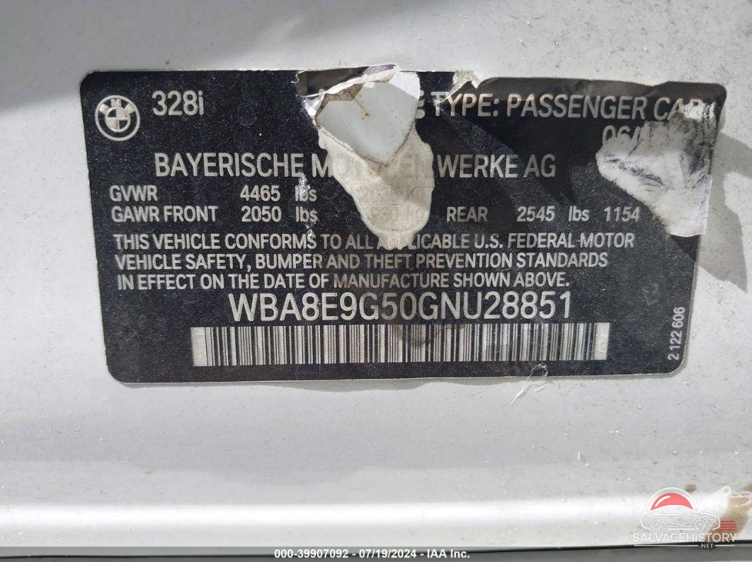 WBA8E9G50GNU28851 2016 BMW 328I photo no. 9