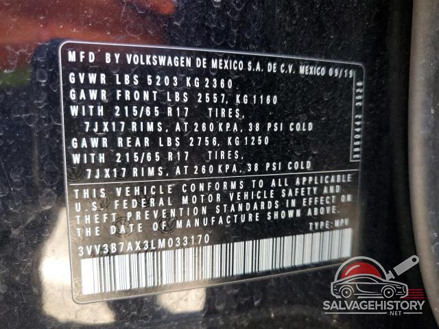 3VV3B7AX3LM033170 2020 VOLKSWAGEN TIGUAN photo no. 13