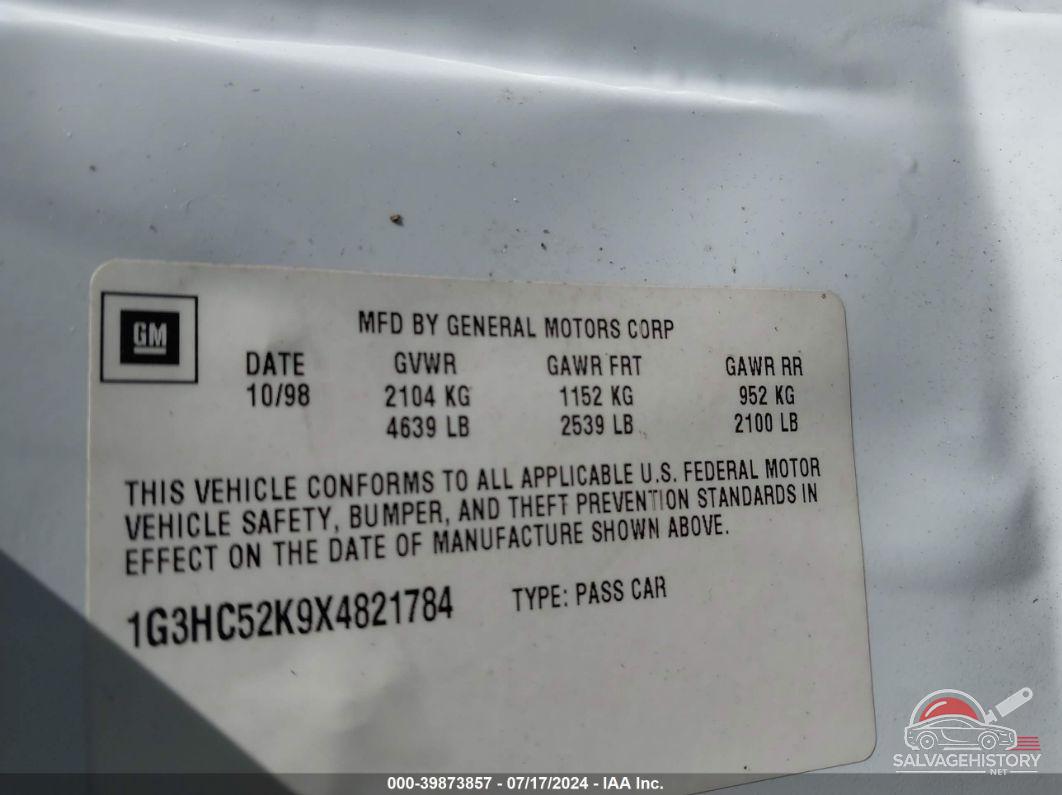 1G3HC52K9X4821784 1999 OLDSMOBILE 88 photo no. 9