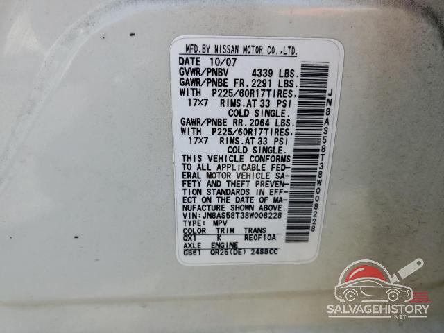 JN8AS58T38W008228 2008 NISSAN ROGUE photo no. 14