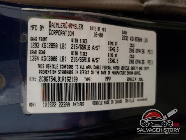 2C8GT54L91R162190 2001 CHRYSLER MINIVAN photo no. 13