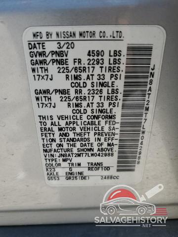 JN8AT2MT7LW042988 2020 NISSAN ROGUE photo no. 13