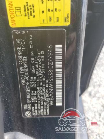 WBANW13538CZ77948 2008 BMW 5 SERIES photo no. 12