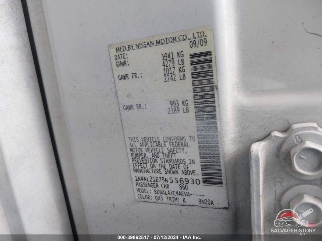 1N4AL21E79N556930 2009 NISSAN ALTIMA photo no. 9