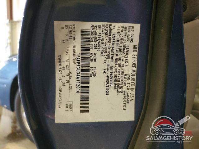 1FAFP53U34A112010 2004 FORD TAURUS photo no. 12