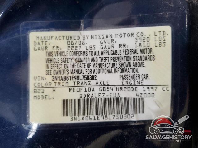 3N1AB61E98L750302 2008 NISSAN SENTRA photo no. 13