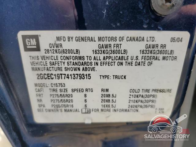 2GCEC19T741379315 2004 CHEVROLET ALL Models photo no. 12