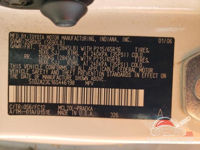5TDZA23C16S446198 2006 TOYOTA All Models photo no. 13