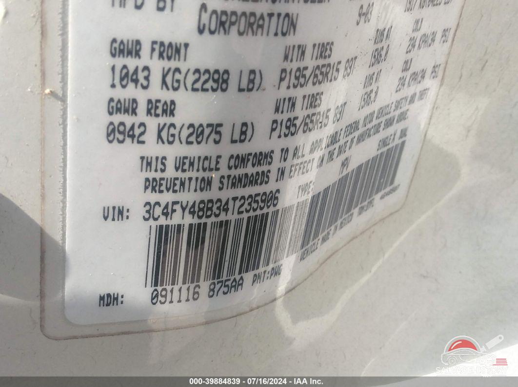 3C4FY48B34T235906 2004 CHRYSLER PT CRUISER photo no. 9