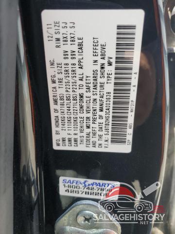 5J8TB2H53CA003638 2012 ACURA RDX photo no. 13