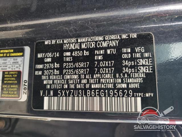 5XYZU3LB6EG195629 2014 HYUNDAI SANTA FE photo no. 14