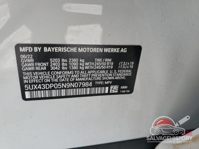 5UX43DP05N9N07984 2022 BMW X3 photo no. 13