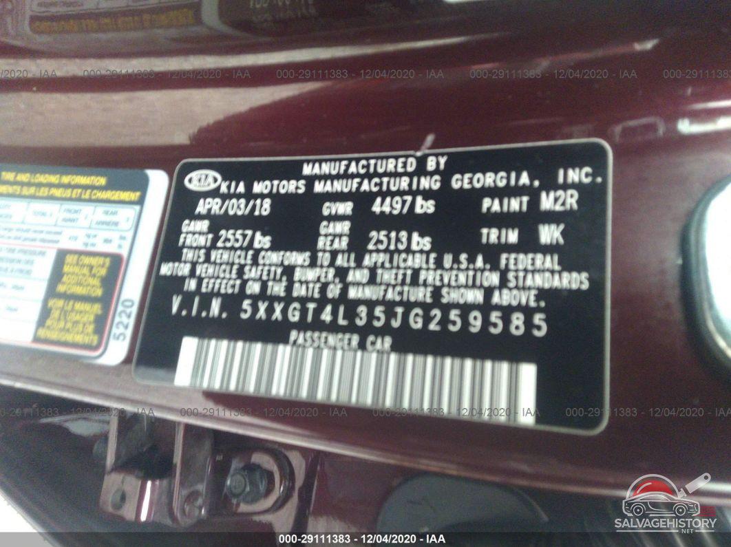 5XXGT4L35JG259585 2018 KIA OPTIMA photo no. 9