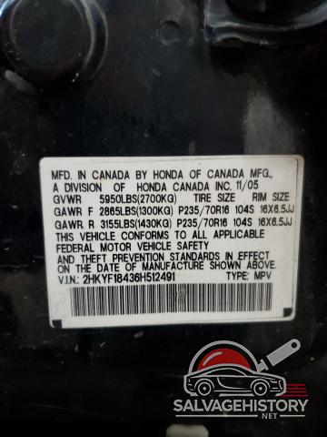 2HKYF18436H512491 2006 HONDA PILOT photo no. 14