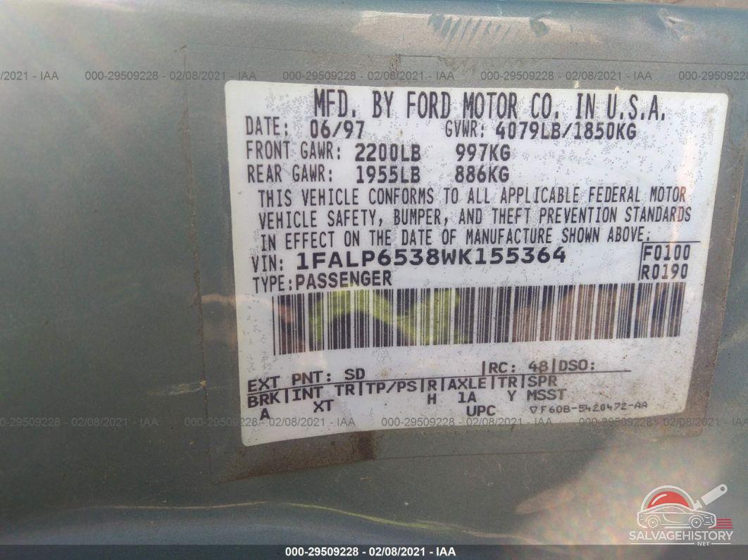 1FALP6538WK155364 1998 FORD CONTOUR photo no. 9