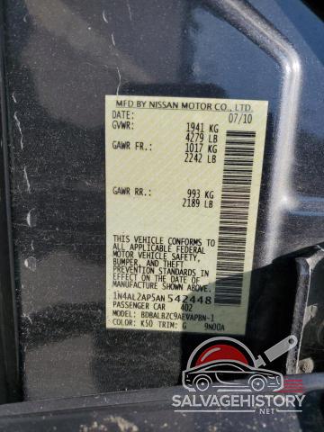 1N4AL2AP5AN542448 2010 NISSAN ALTIMA photo no. 12