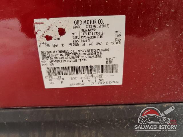 1FM5K7DH8GGB17475 2016 FORD EXPLORER photo no. 13
