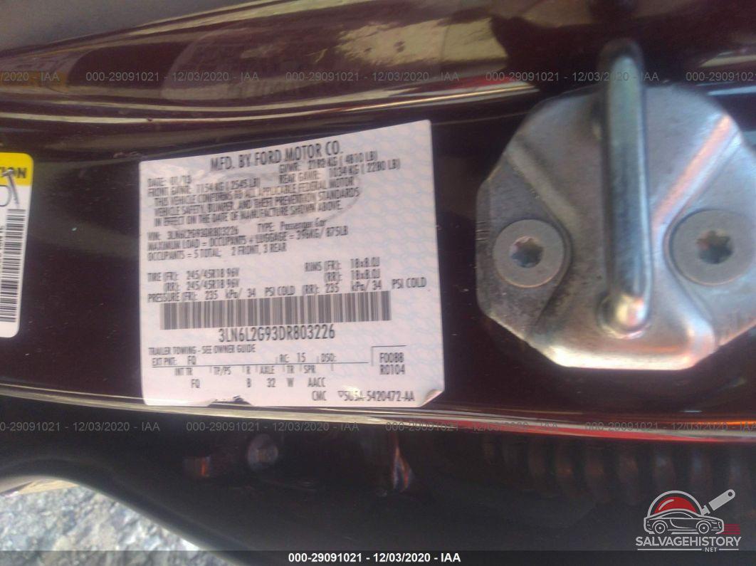 3LN6L2G93DR803226 2013 LINCOLN MKZ photo no. 9