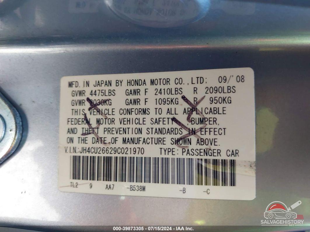 JH4CU26629C021970 2009 ACURA TSX photo no. 9