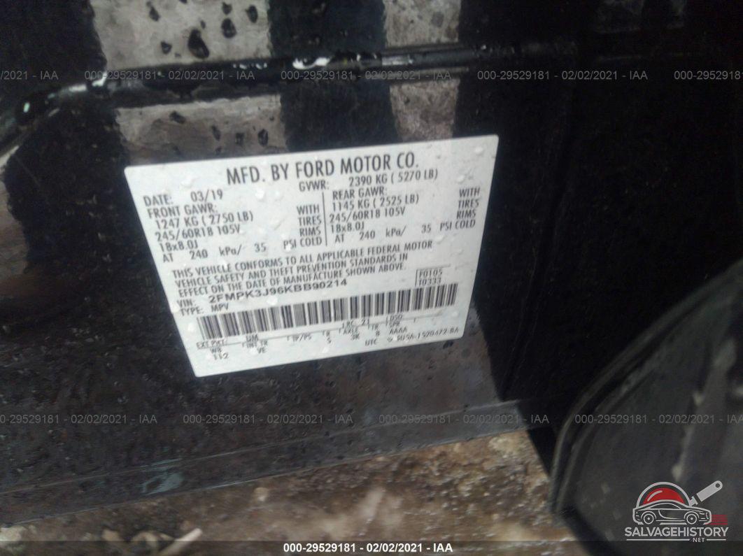 2FMPK3J96KBB90214 2019 FORD EDGE photo no. 9