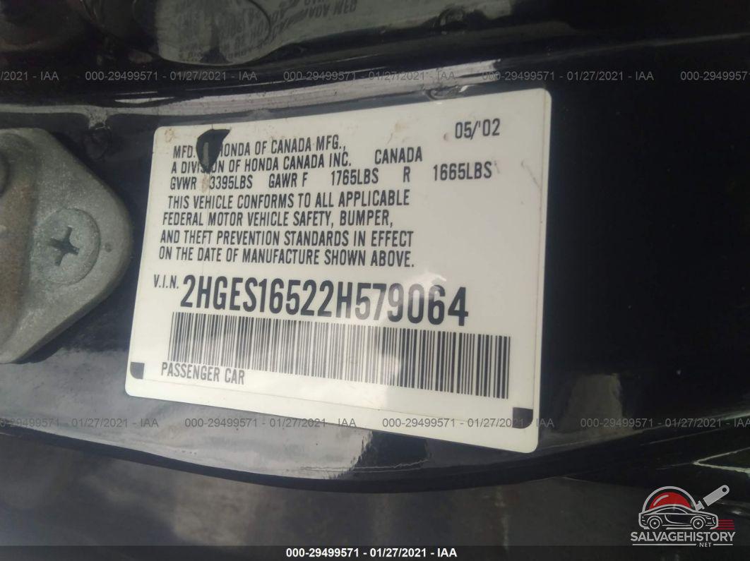 2HGES16522H579064 2002 HONDA CIVIC photo no. 9