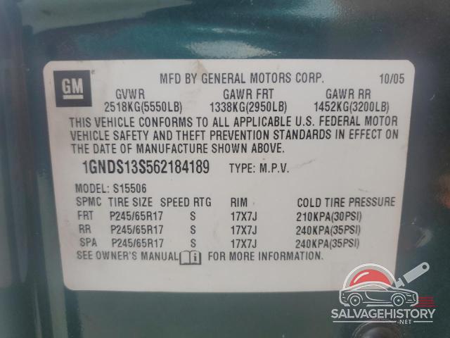 1GNDS13S562184189 2006 CHEVROLET TRAILBLZR photo no. 13