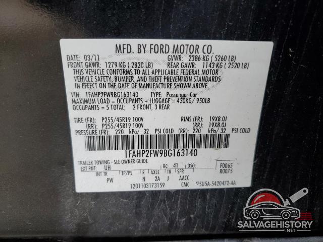 1FAHP2FW9BG163140 2011 FORD TAURUS photo no. 12