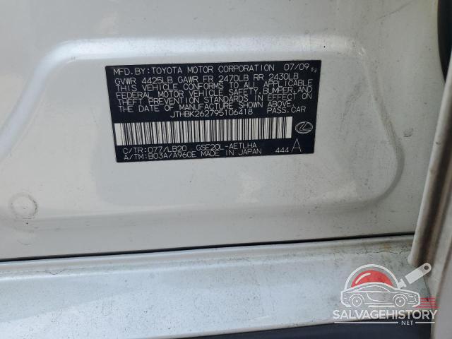 JTHBK262795106418 2009 LEXUS IS photo no. 12